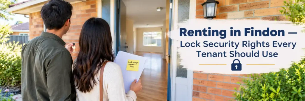 Tenants moving into a Findon rental home with keys and a lock change request
